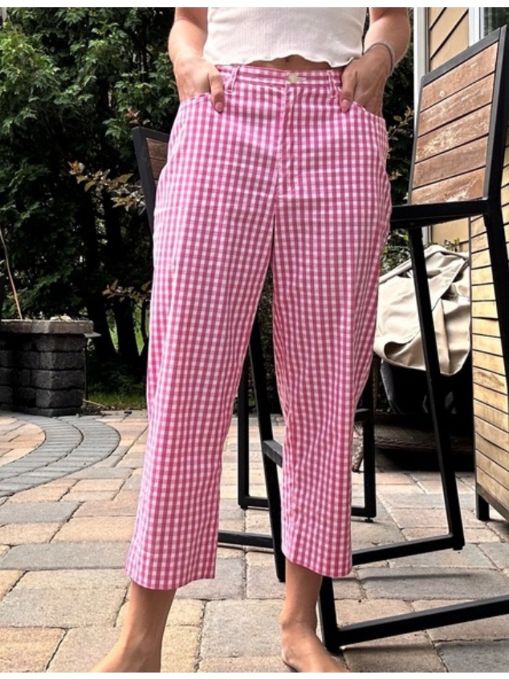Ralph Lauren Pink Gingham Cropped Pants